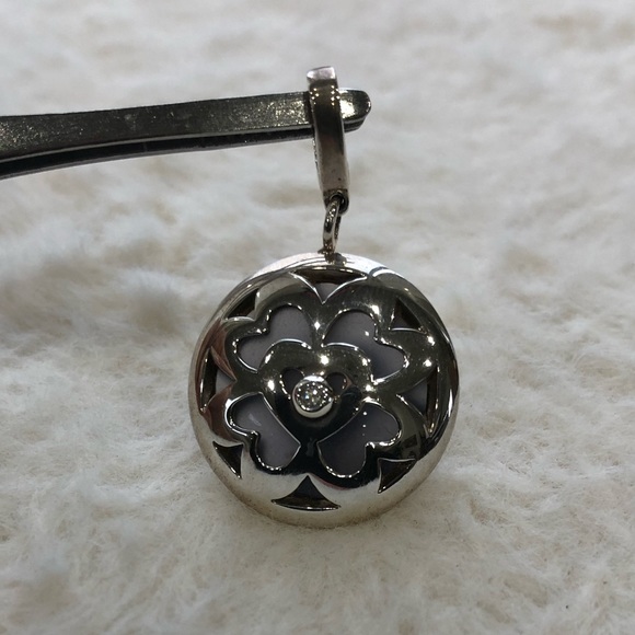Escada 925 sterling silver pendant - diamond purple chalcedony - bail opens